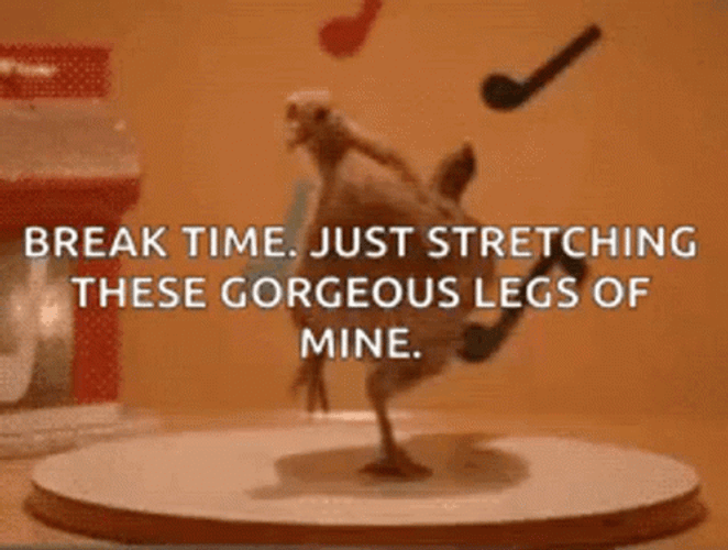 Break Time Chick Stretching GIF