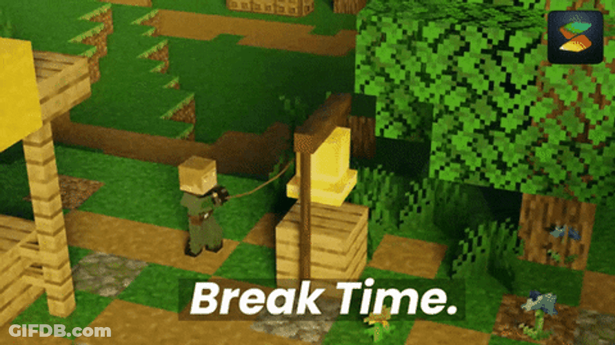 Break Time Minecraft People GIF