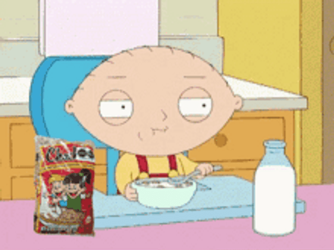 Breakfast Eating Stewie Wheres My Money Family Cereal GIF