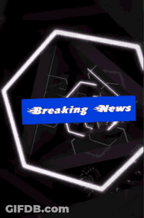 Breaking News With Neon Hexagon Shapes GIF