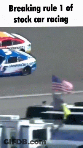 Breaking Rule 1 Of Stock Car Racing On Race Track GIF