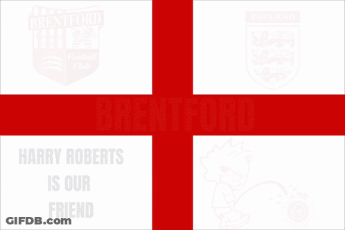 Brentford Harry Roberts Is Our Friend Red And White Flag GIF