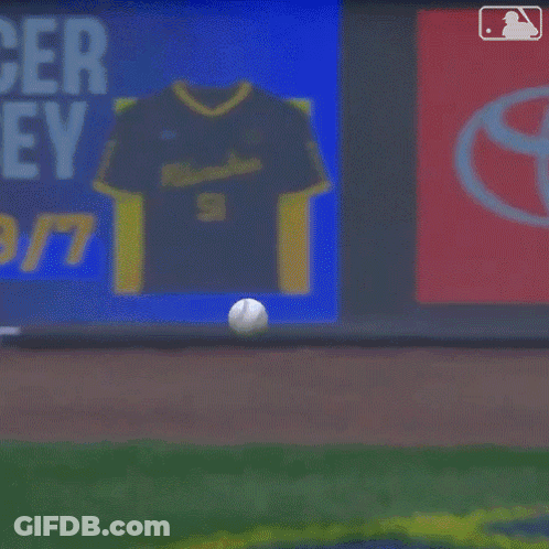 Brewers Baseball Player Swinging At Pitch GIF
