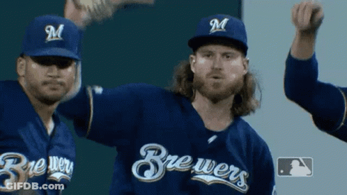Brewers Baseball Players With Arms In Air GIF