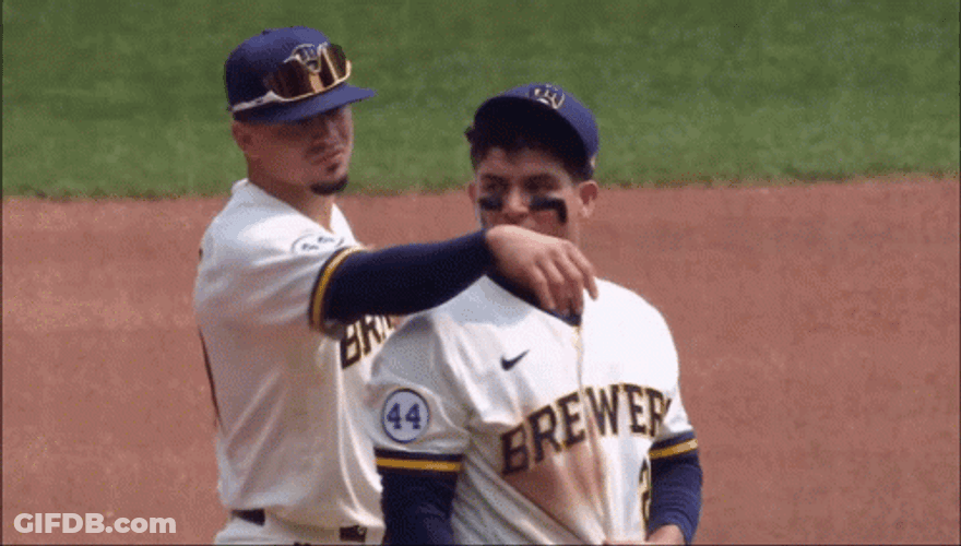 Brewers Player Comforting The Other GIF