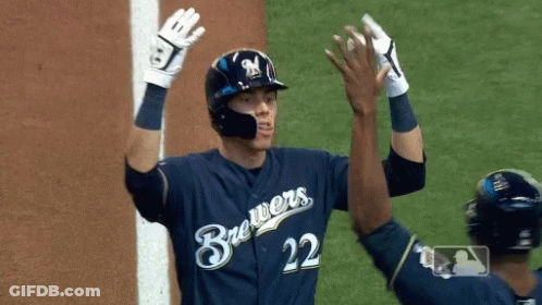 Brewers Player High Fives Teammate GIF