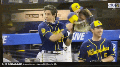 Brewers Player High Fives Teammate GIF