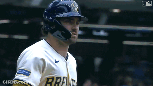 Brewers Player In Helmet Looking Left GIF