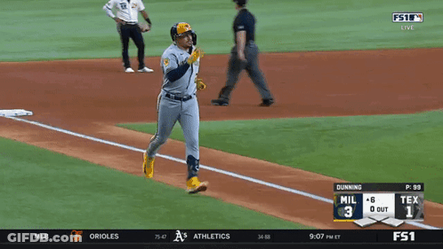 Brewers Player Runs Toward Duarte GIF