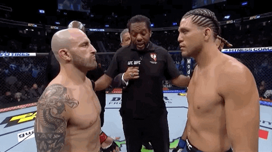 Brian Ortega Face Off With Alexander Volkanovski GIF