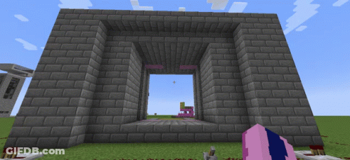 Brick Building With Pink Block GIF