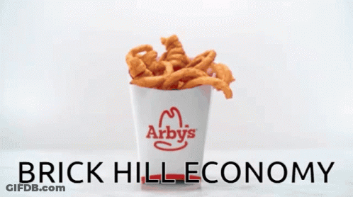 Brick Hill Economy Is Written On A White Background With A Red Object GIF