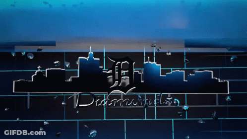 Brick Wall City Skyline With Word Diamonds GIF
