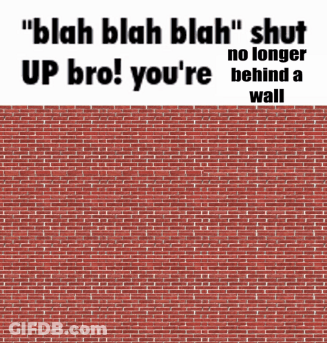 Brick Wall Saying Blah Blah Blah GIF