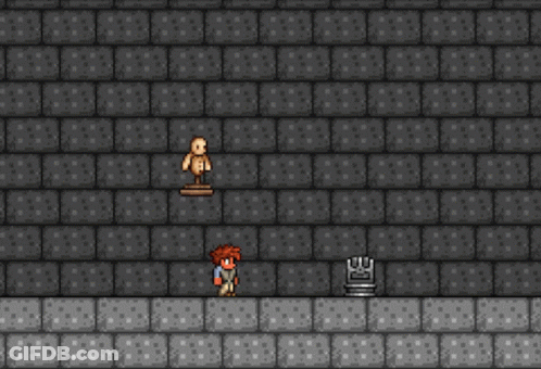 Brick Wall Statue Boy Video Game 218 GIF