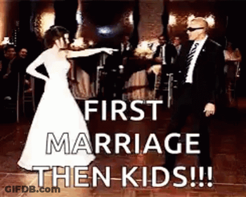 Bride And Groom Dancing First Marriage Then Kids GIF