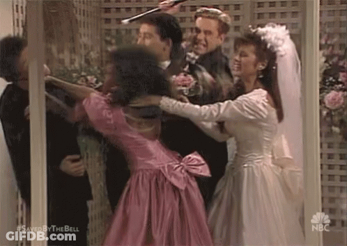 Bride And Groom Fighting At Wedding Reception GIF