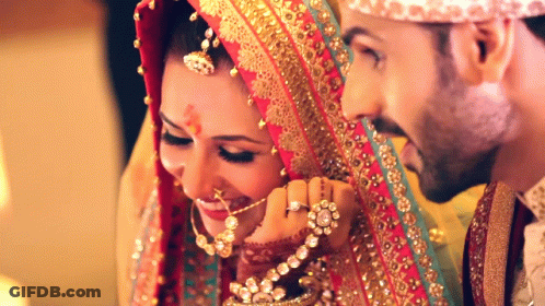Bride And Groom Getting Married With Yellow Veil GIF