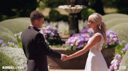Bride And Groom Holding Hands By Fountain #MAFS GIF