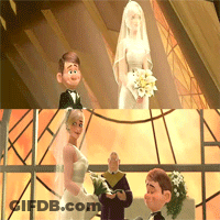 Bride And Groom Standing In Church GIF