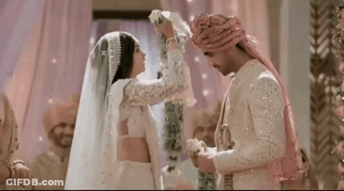 Bride And Groom Standing Together GIF