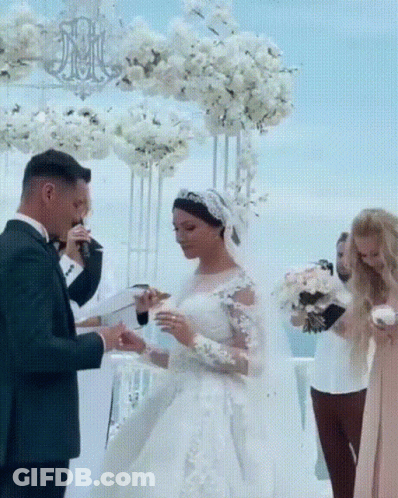 Bride And Groom Wedding Bride Wearing Crown GIF