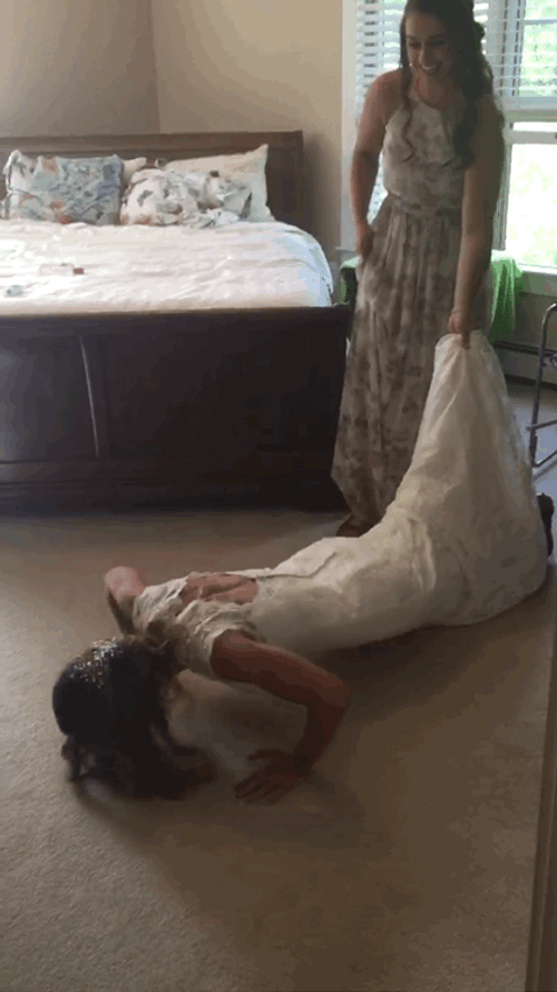 Bride Doing Push-Ups GIF