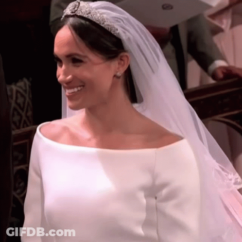 Bride In Tiara And Veil Smiling GIF