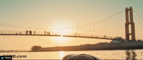 Bridge At Sunset With Twitter Username 7Wick GIF