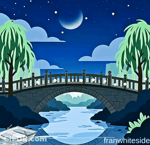 Bridge Over River At Night Franwhiteside GIF