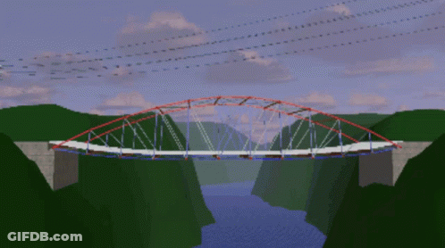 Bridge Over River With Mountains GIF