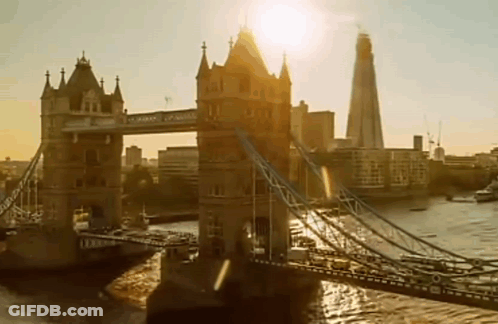Bridge Over Water With Tower GIF