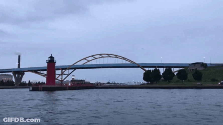 Bridge View On A Moving Water GIF