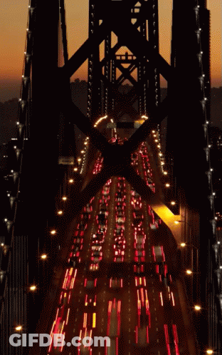 Bridge With Heavy Traffic Underneath GIF