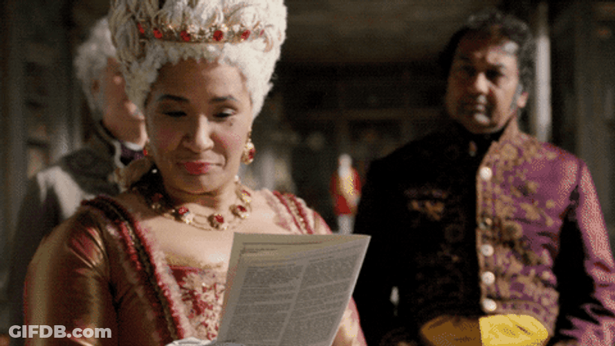 Bridgerton Queen Charlotte Read Shocking News GIF