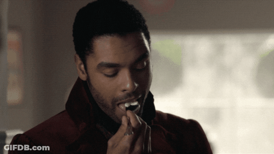 Bridgerton Simon Basset Licking Spoon GIF