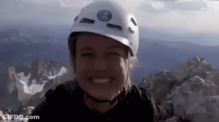Brie Larson Happy Giddy Mountain Trip GIF