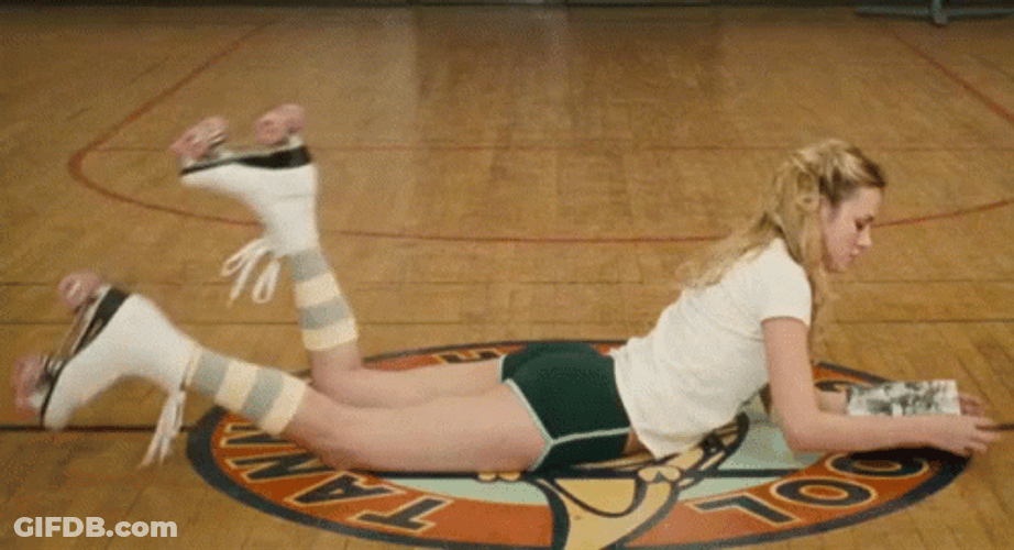 Brie Larson Reading Roller Skating Court GIF