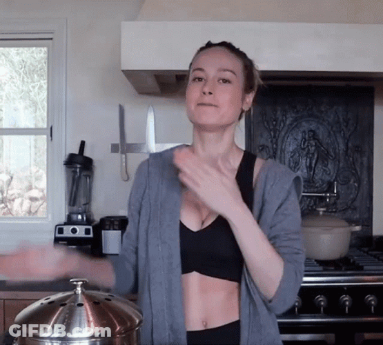 Brie Larson Workout Fit Flying Kiss GIF