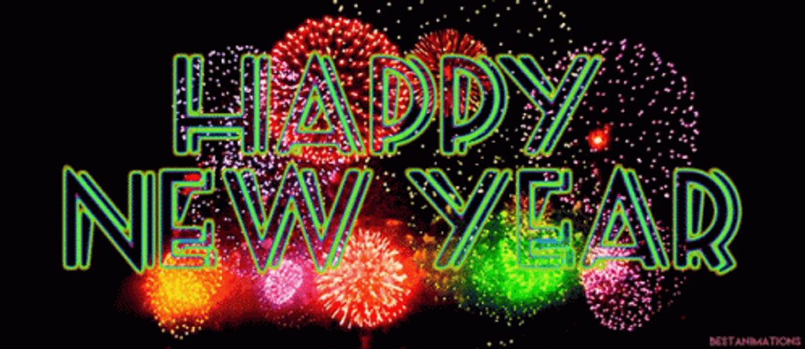 Bright Green New Year Text GIF