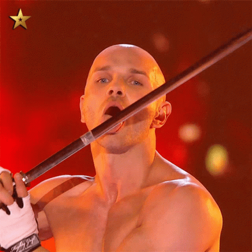 Britain's Got Talent Contestant Licking Sword GIF