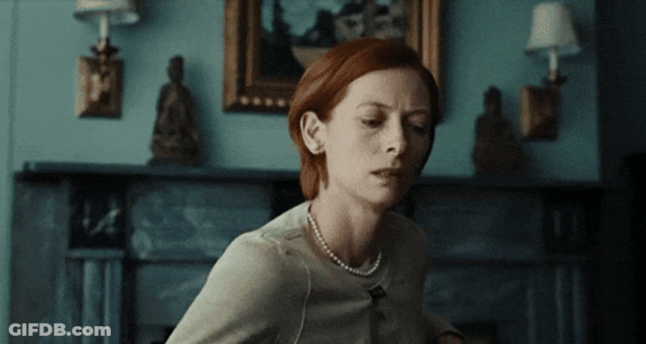 British Actress Tilda Swinton Looks Up GIF