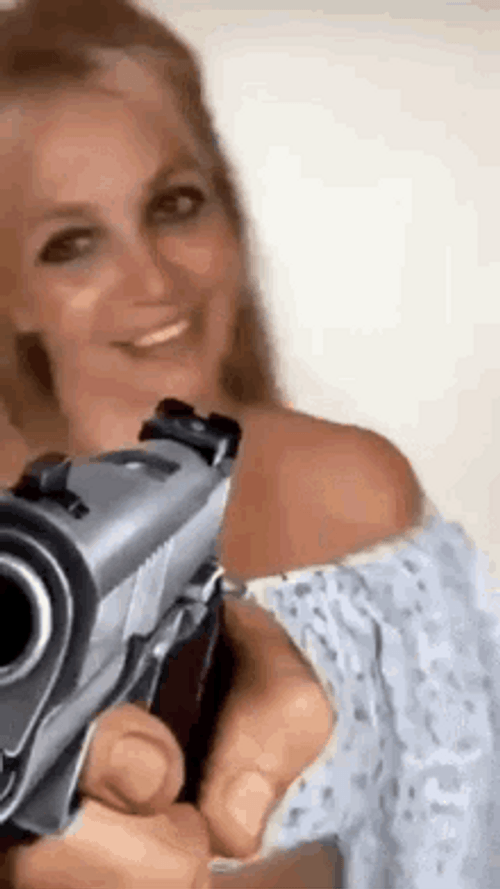 Britney Spears Funny Hold A Gun Meme GIF