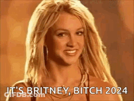 Britney Spears Is Smiling And Saying `` It 'S Britney Bitch 2024 '' . GIF