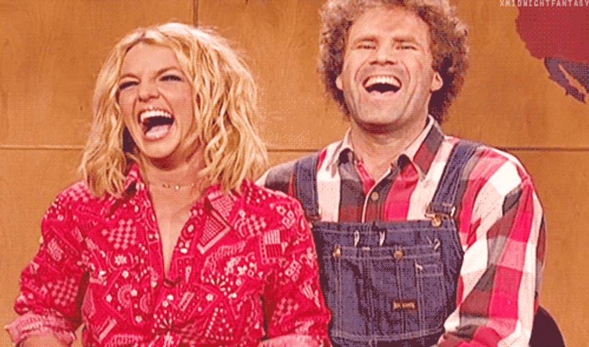Britney Spears Will Ferrell Laughing Out Loud GIF