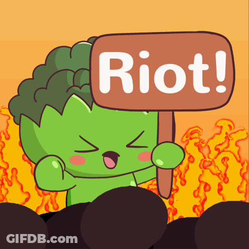 Broccoli Holding Riot Sign GIF