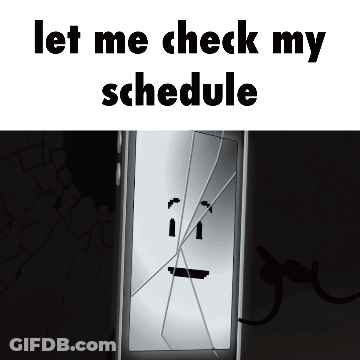 Broken Cell Phone Face Saying Let Me Check My Schedule GIF