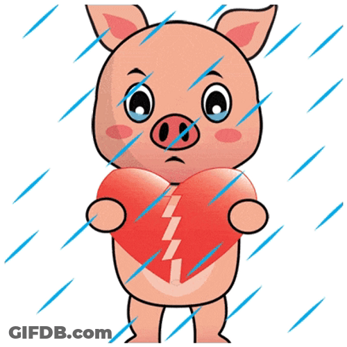 Broken Heart Pig GIF