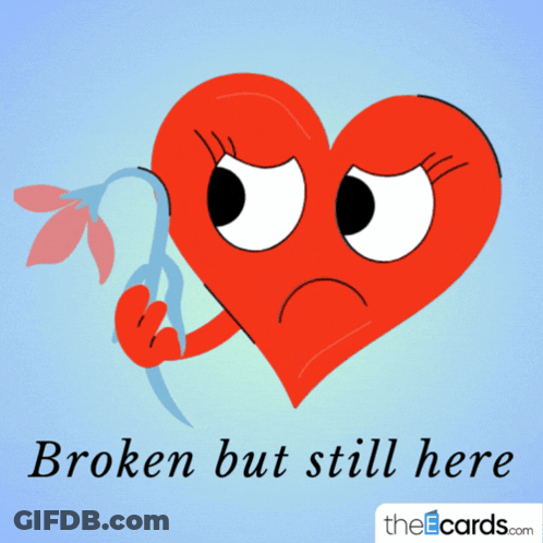 Broken Heart With Flower Still Here GIF