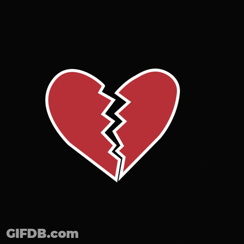 Broken Heart With Heartbreak K On Black Background GIF
